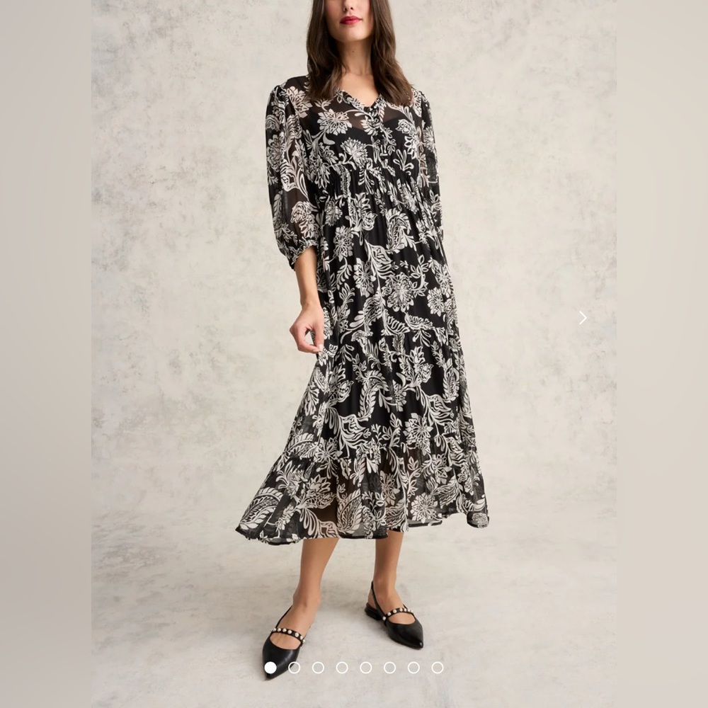 NWT FALL ARRIVAL STUNNING DESIGNER BLACK & WHITE MIDI DRESS-XS